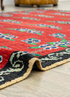 Soho Antiq-Derda çiçek Desenli Kırmızı El Dokuma Halı 122x282 Cm-Halı-6-Milagron.com