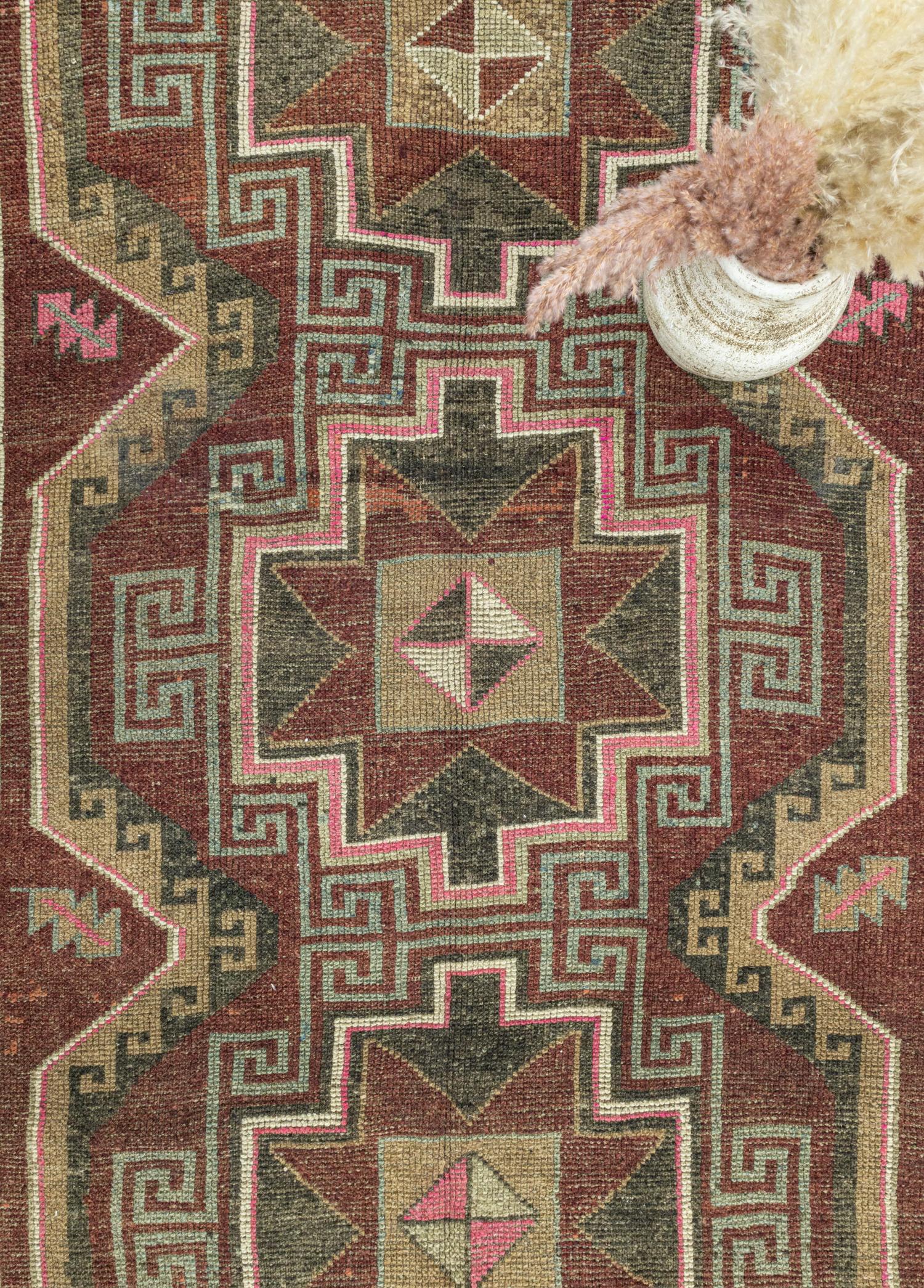 Soho Antiq-Eral Geometrik Desenli Yün Yolluk 160x449 Cm-Halı-3-Milagron.com