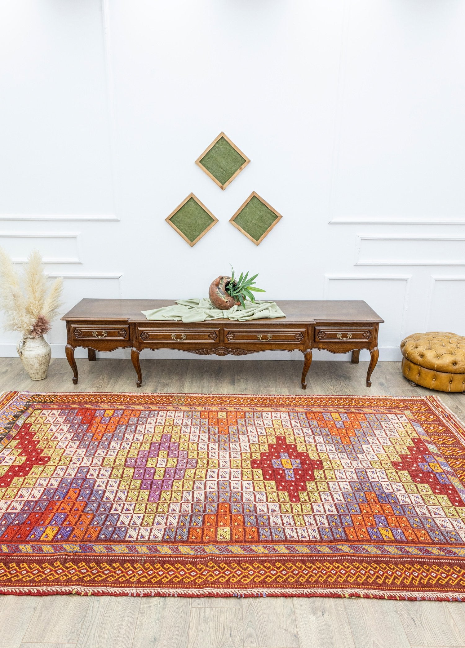 Soho Antiq-Feriz Geometrik Desenli El Dokuma Cicim Kilim 172x311 Cm-Kilim-2-Milagron.com