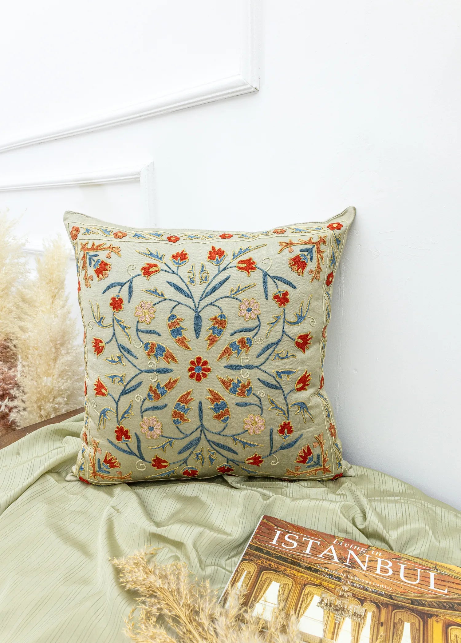 Soho Antiq-Gizel Floral Tasarımlı Kırlent 50x50 Cm-2-Milagron.com