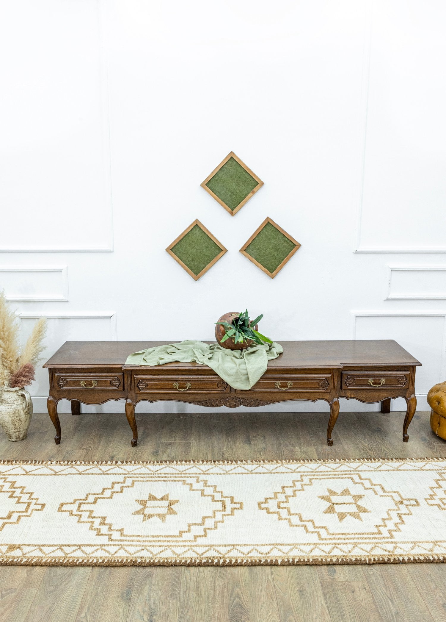 Soho Antiq-Ilgar Natural Renkli El Dokuma Yün Herki Yolluk 91x393 Cm-Halı-2-Milagron.com