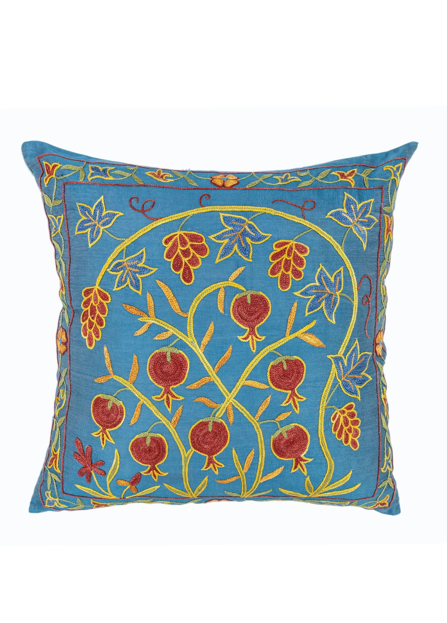 Soho Antiq-Jesse İpek İşlemeli El Yapımı Suzani Kırlent 50x50 Cm-Kırlent-1-Milagron.com