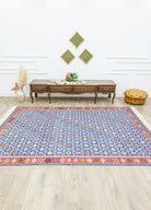 Soho Antiq-Koltan Geometrik Desenli Mavi Yün Kilim 202 X 293 Cm-Kilim-2-Milagron.com