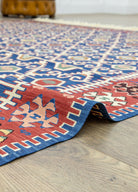 Soho Antiq-Koltan Geometrik Desenli Mavi Yün Kilim 202 X 293 Cm-Kilim-5-Milagron.com