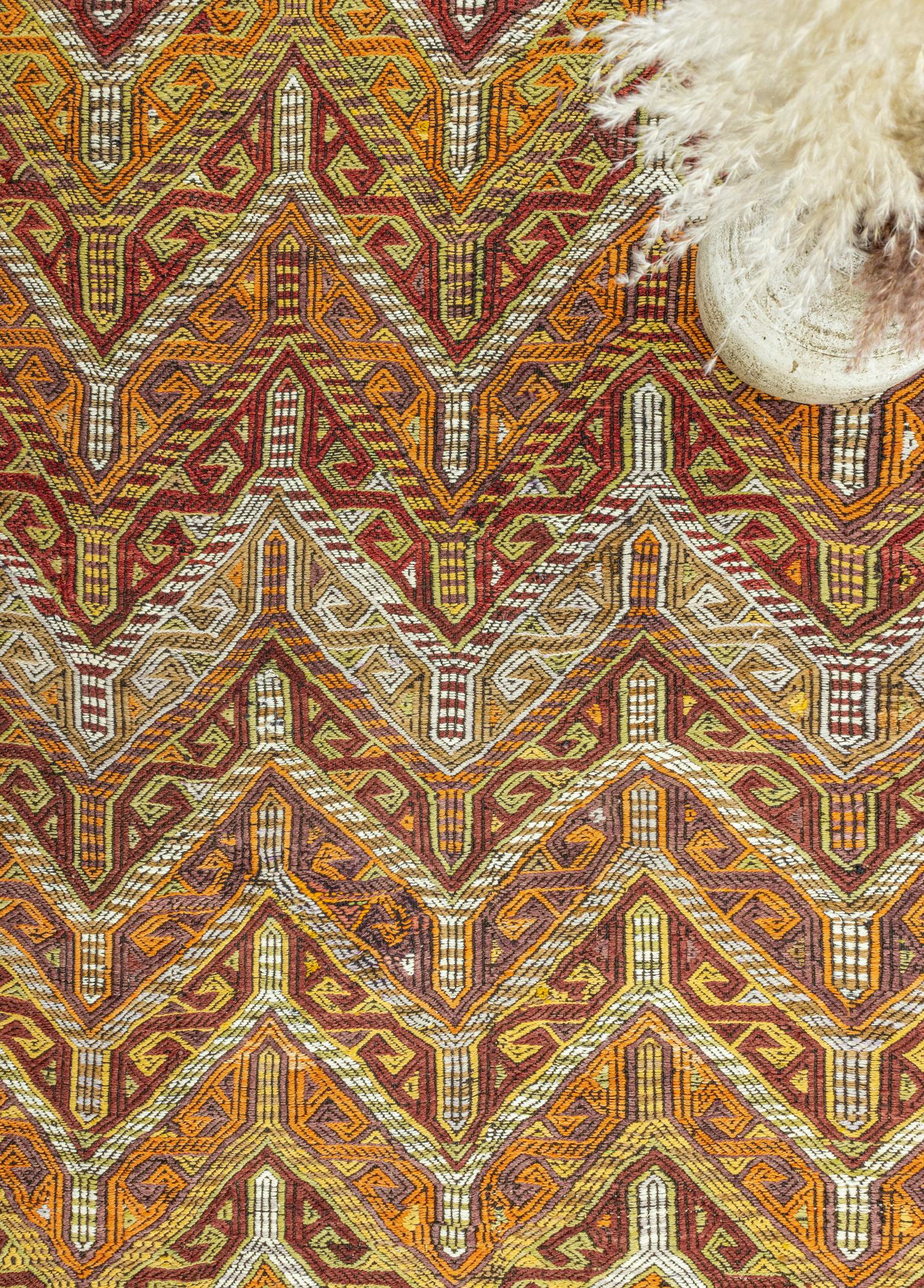 Soho Antiq-Kortu Etnik Renkli El Dokuma Cicim Kilim 131x166 Cm-Kilim-3-Milagron.com