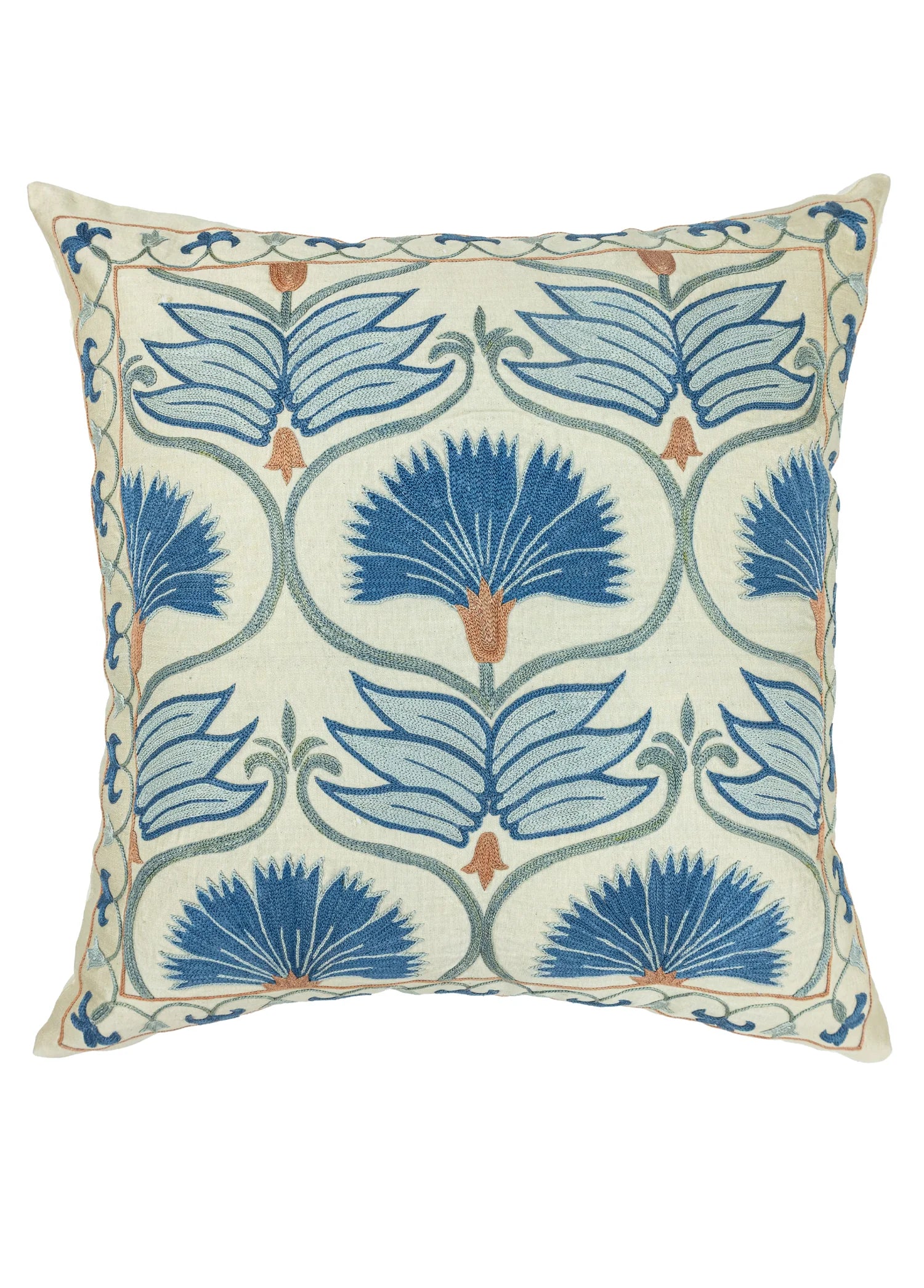 Soho Antiq-Lilac çiçekli Suzani Kırlent 50x50 Cm-1-Milagron.com