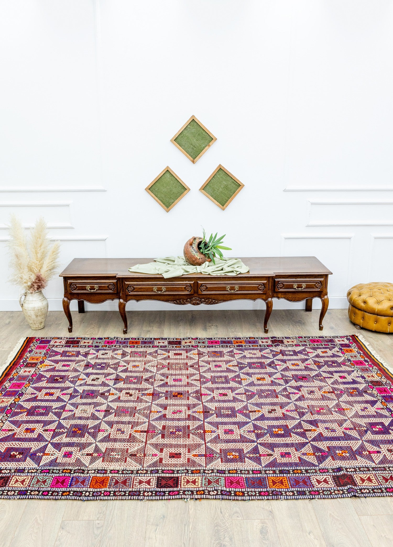Soho Antiq-Meruert Geometrik Tasarımlı Yün Cicim Kilim 179x284 Cm-Halı-2-Milagron.com