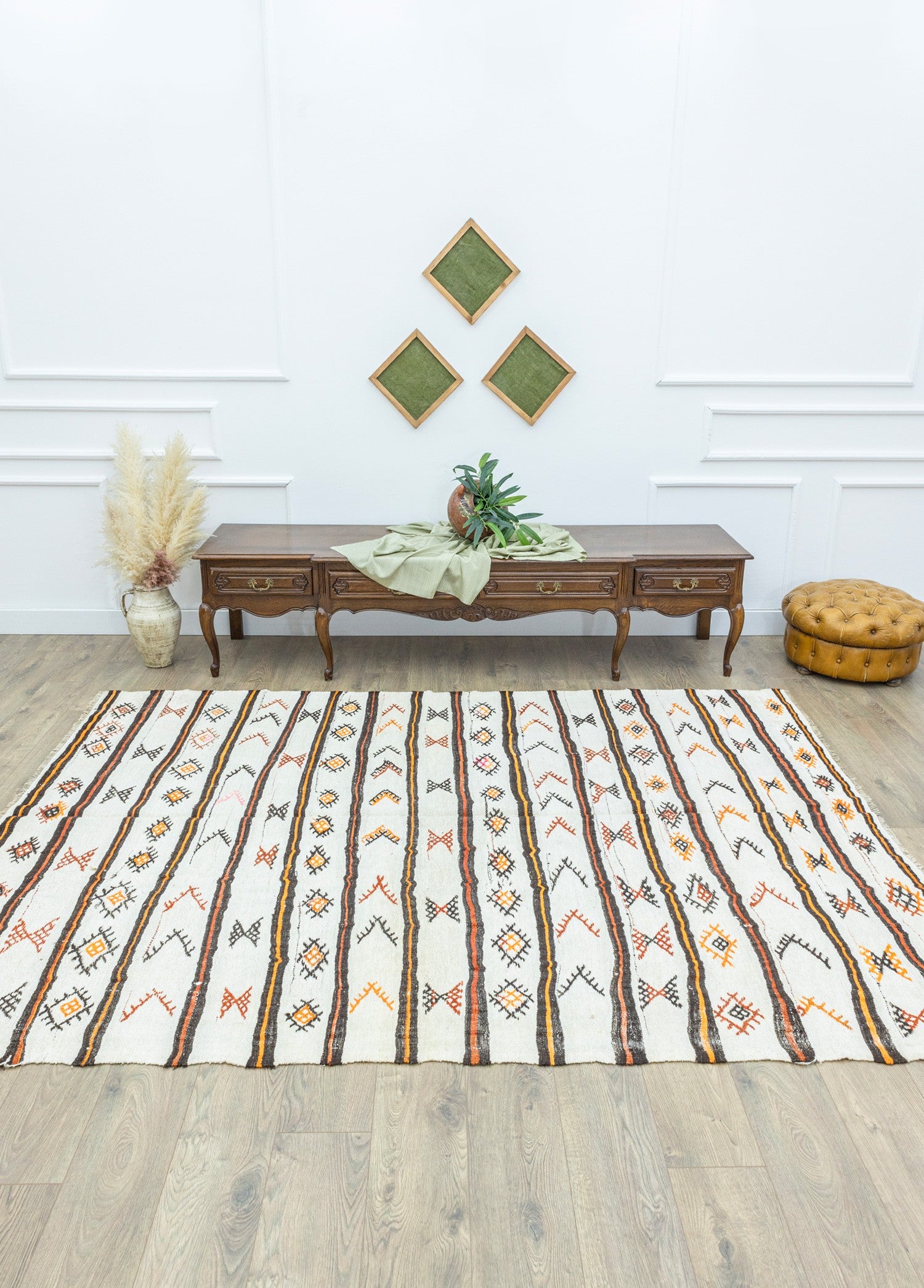 Soho Antiq-Mogan İlkel Motifli El Dokuma Kendir Kilim 201x279 Cm-Halı-2-Milagron.com