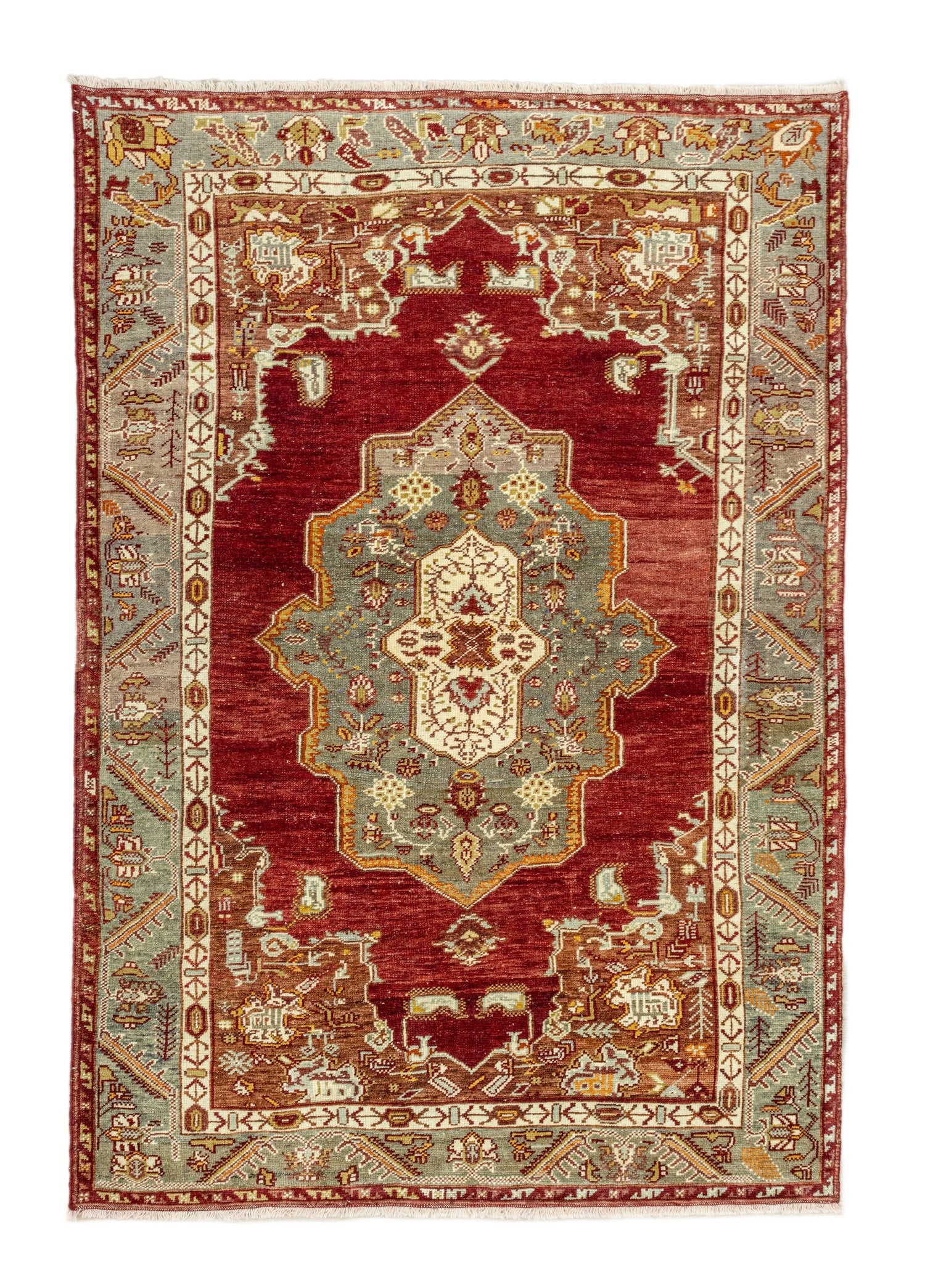 Soho Antiq-Nevil Madalyon Desenli El Dokuma Halı 134x195 Cm-Halı-1-Milagron.com