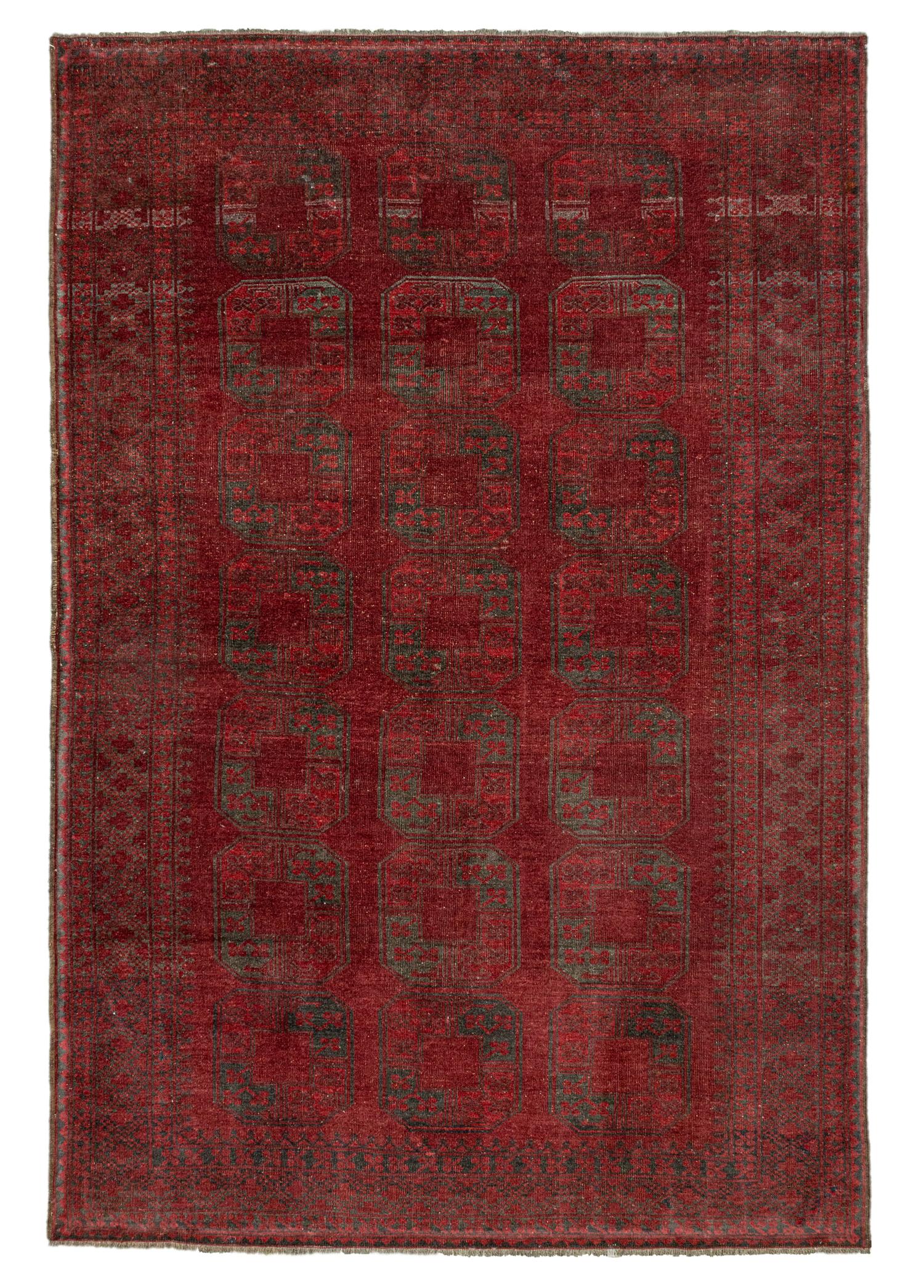 Soho Antiq-Nora El Dokuma Bordo Afgan Halısı 185x271 Cm-Halı-1-Milagron.com