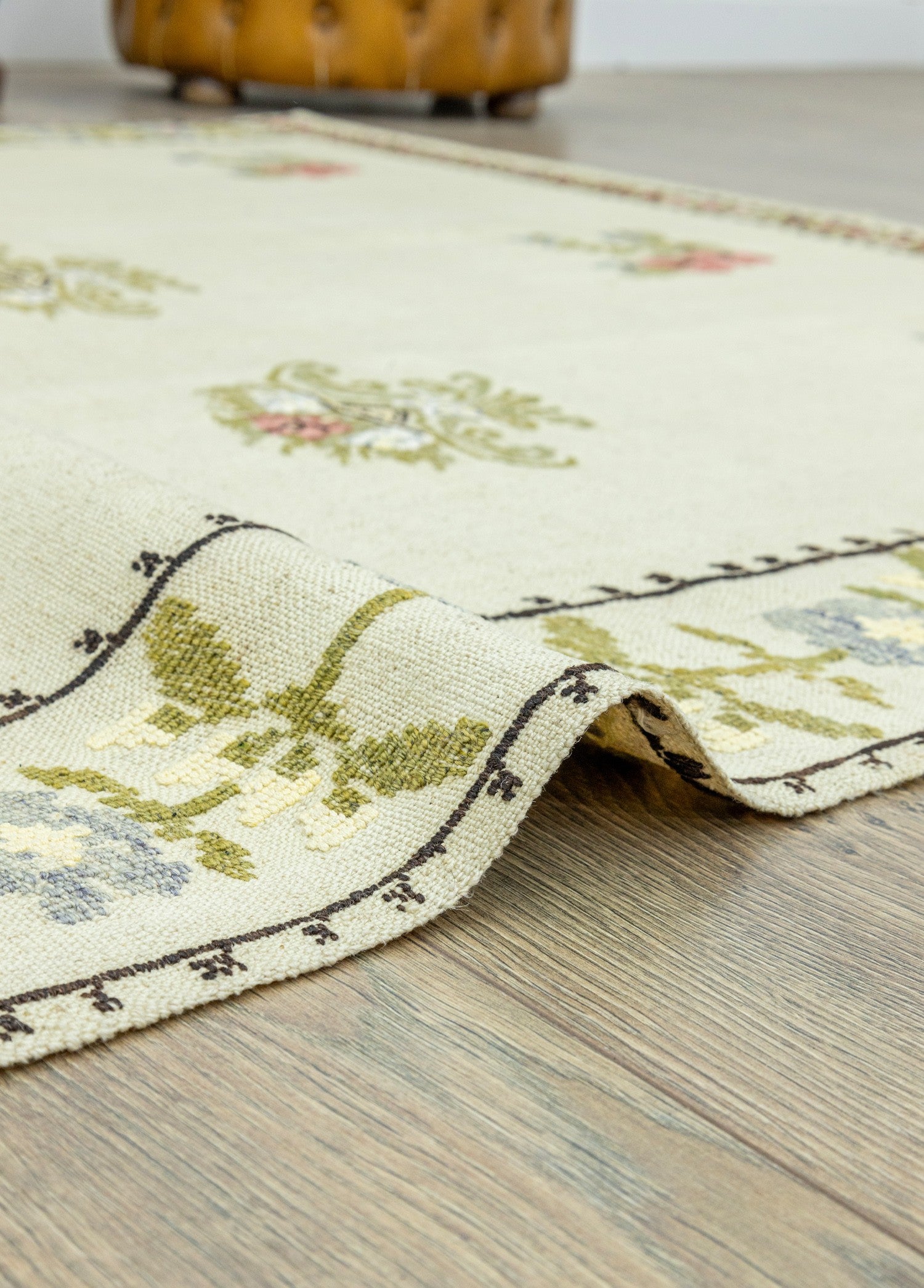 Soho Antiq-Saulet Kanaviçe İşlemeli El Dokuma Kilim 153x269 Cm-Halı-5-Milagron.com