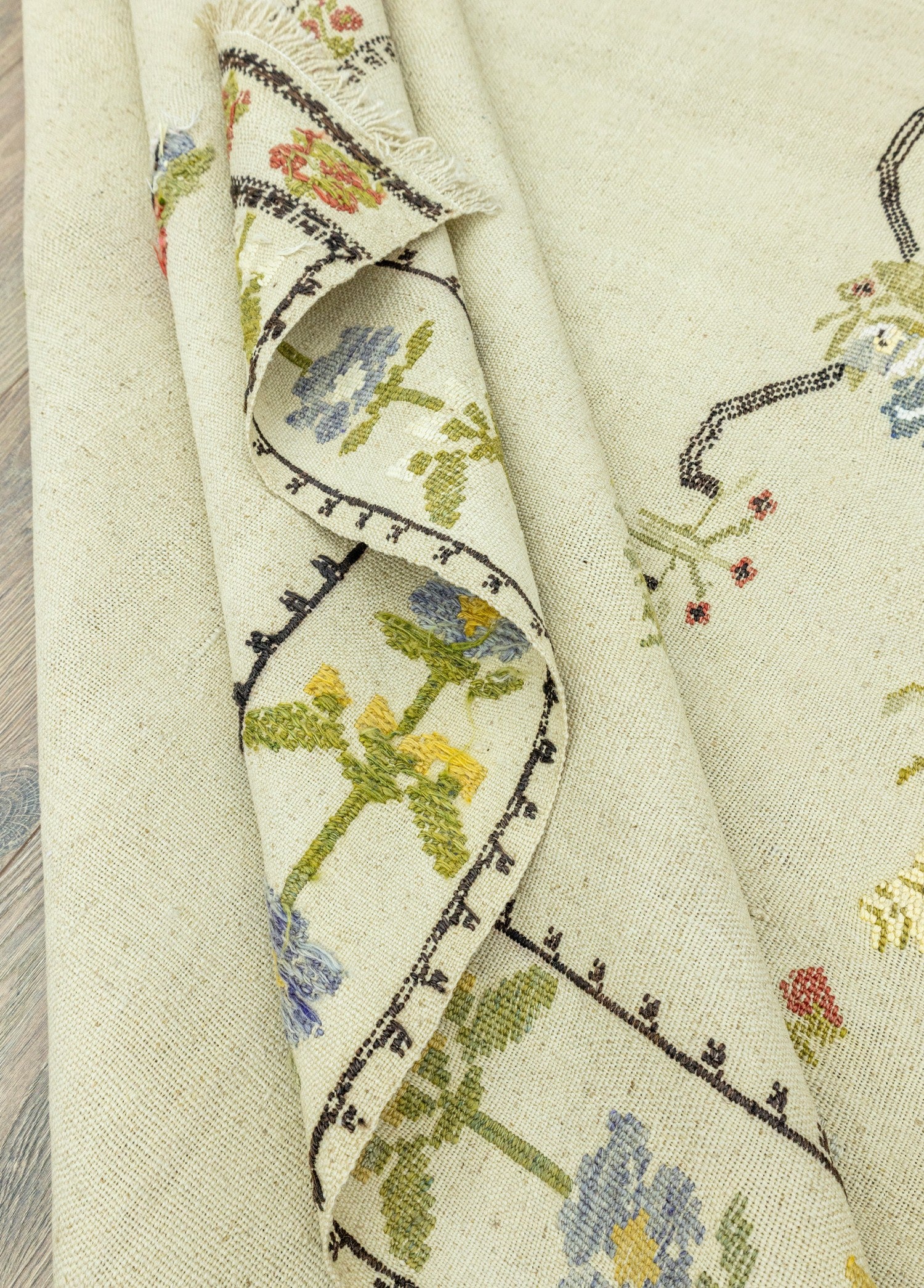 Soho Antiq-Saulet Kanaviçe İşlemeli El Dokuma Kilim 153x269 Cm-Halı-6-Milagron.com