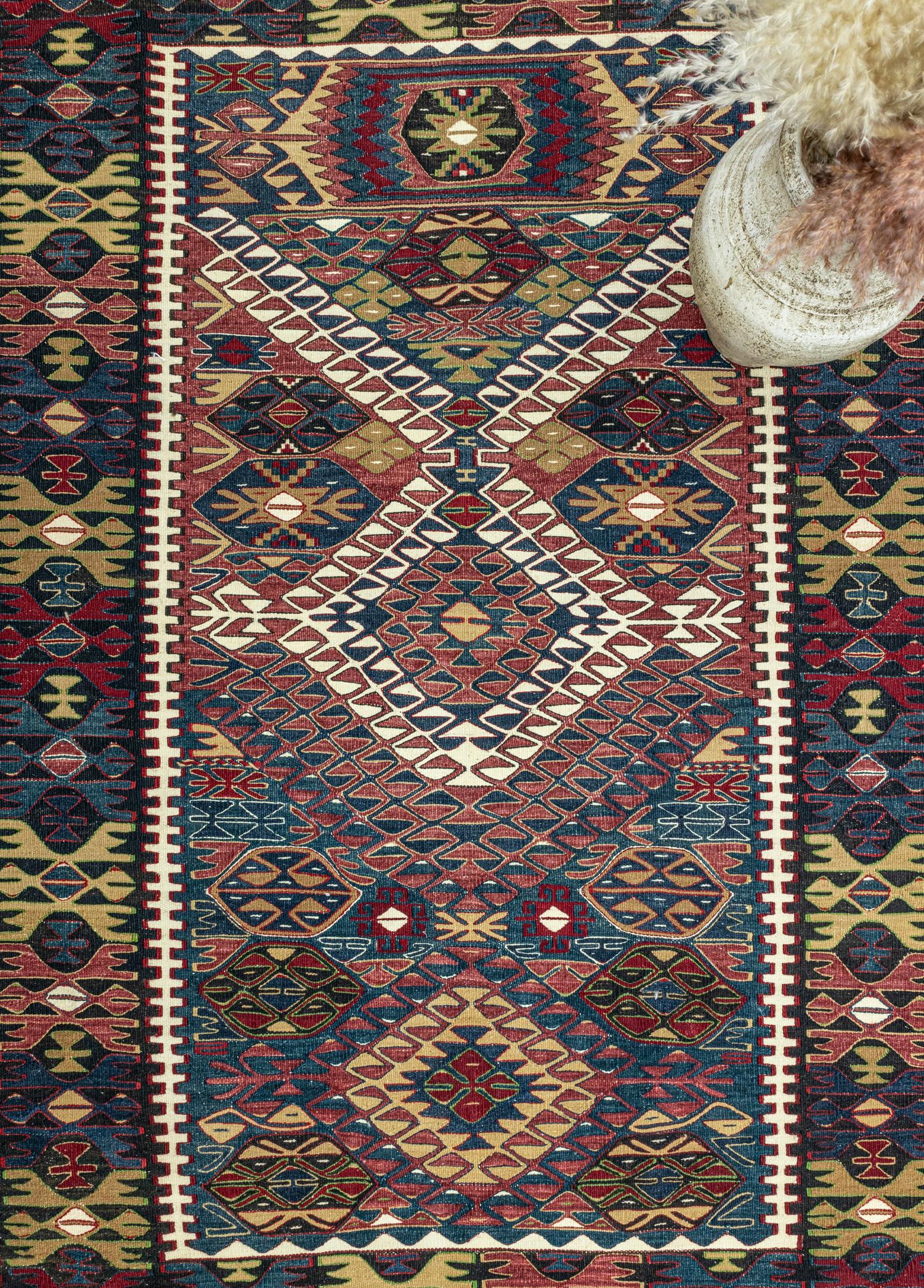 Soho Antiq-Vigen Rustik El Dokuma Yün Nuzumla Kilimi 136x196 Cm-Kilim-3-Milagron.com