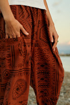 Soluna-Mandala Patterned Pants-Keten Pantolon-3-Milagron.com