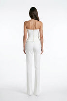 Beyaz DiKiŞ Detayli Krep Korse