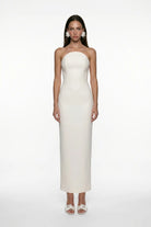 Beyaz Korse Detayli Krep MiDi Bodycon ElbiSe