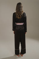 Aci Kahve-Pudra Miks Saten Şal Yaka KiMono-Pantolon Takim