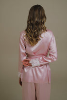 Pudra Saten Şal Yaka KiMono-Pantolon Takim