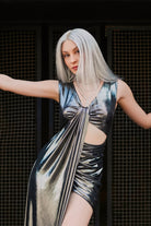 Studio Norn-Saga Metalik Mini Elbise-Elbise-3-Milagron.com