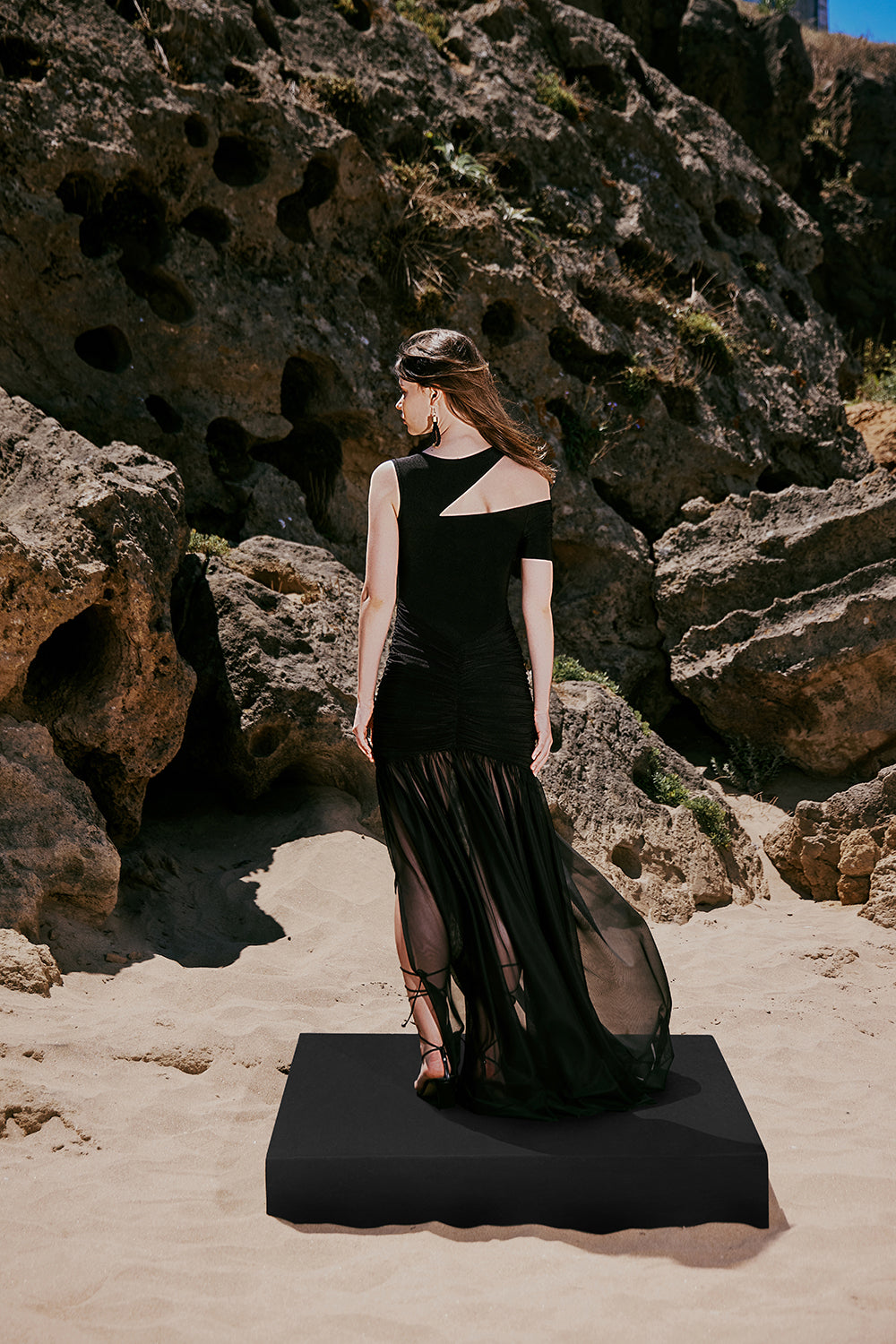 Stilla Ruched & Tulle Maxi Dress - 4