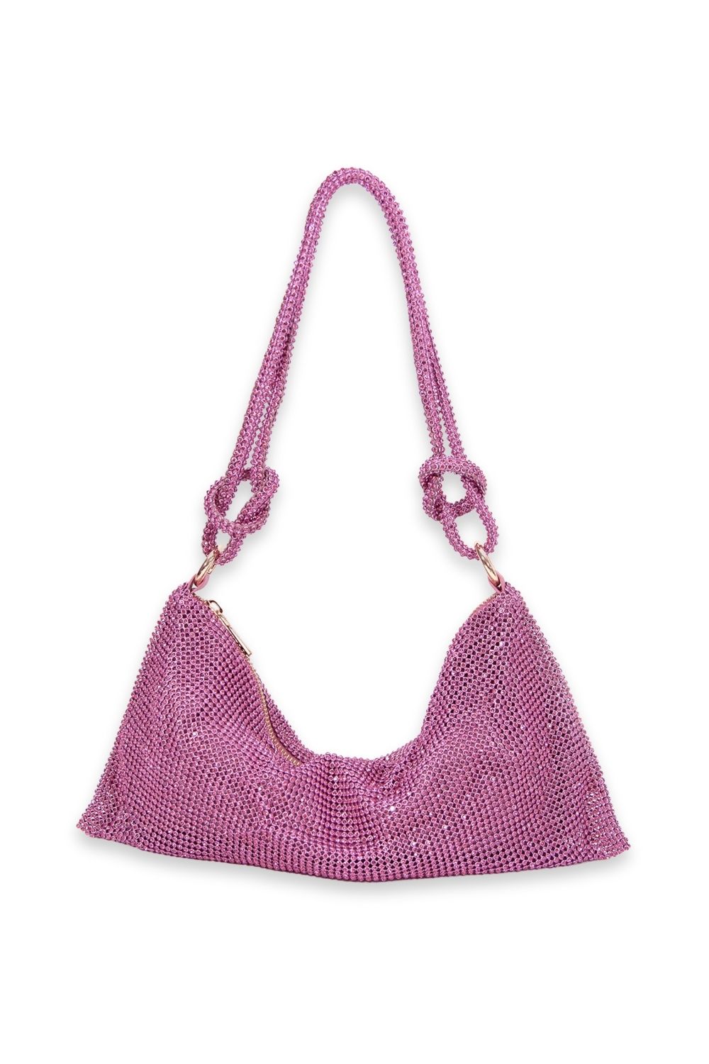 Marla Parlak Pembe Taşlı Omuz Çantası - 1