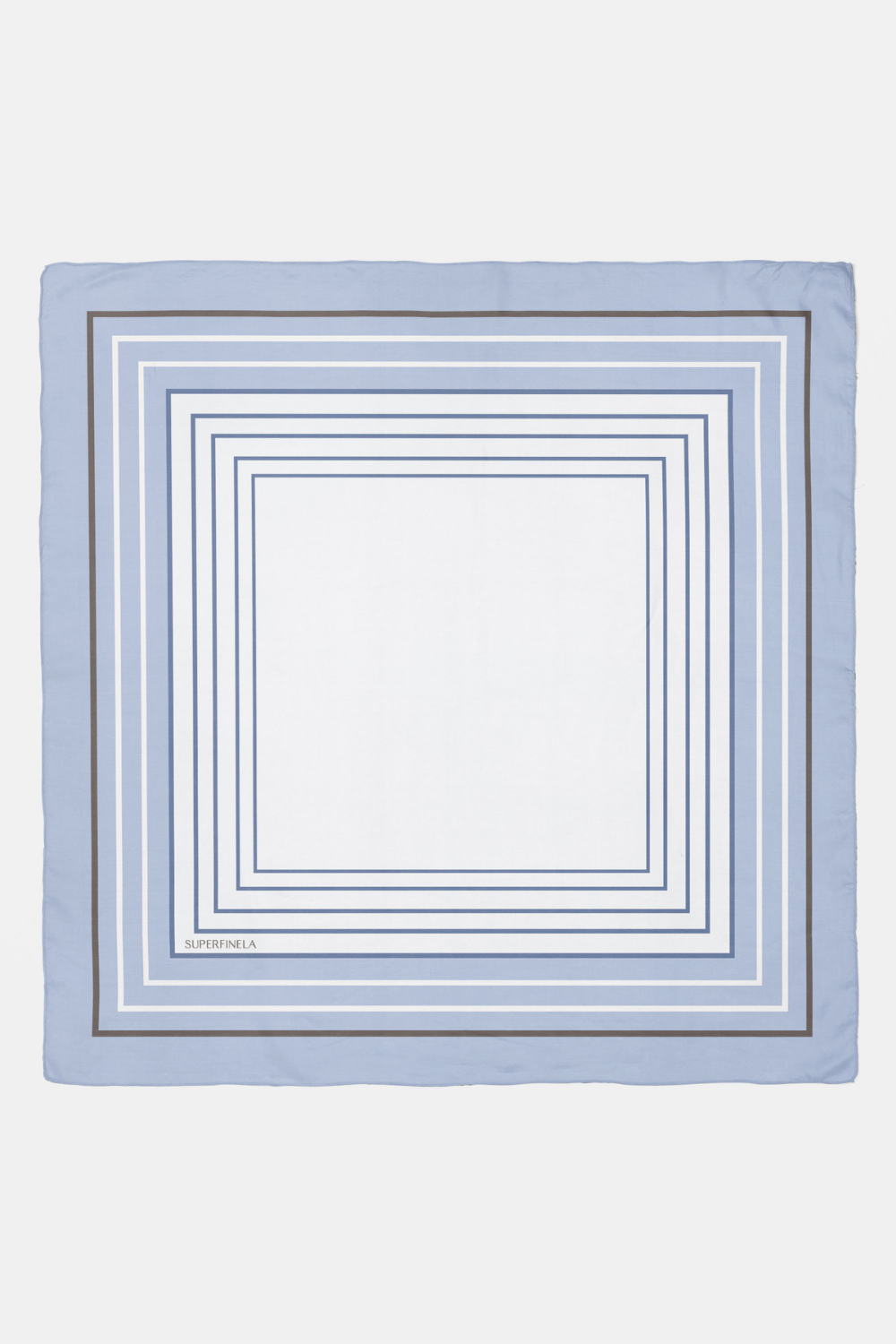 Mavi Geometrik Desenli İpek Küçük Eşarp - 0