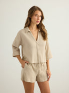 Aura Drawstring Shorts - Oatmeal