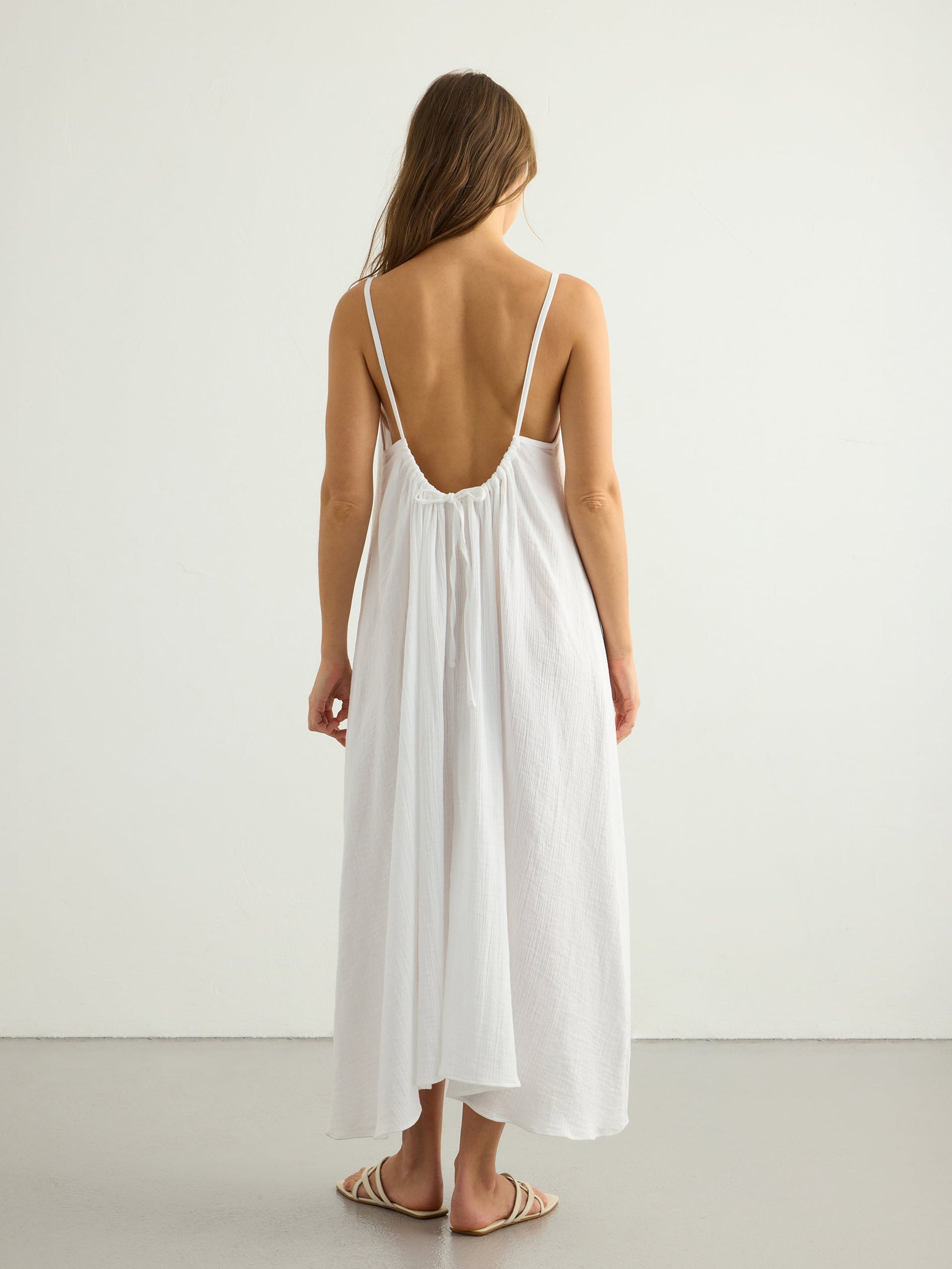 Aura Low Back Maxi Dress - White