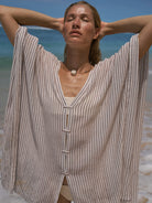 The Handloom-Ava Kimono Burgundy Stripes-Kimono-2-Milagron.com