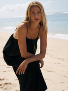 The Handloom-Bliss Flow Maxi Dress Black-Elbise-4-Milagron.com