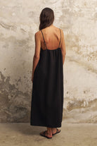 The Handloom-Bliss Flow Maxi Dress Black-Elbise-6-Milagron.com