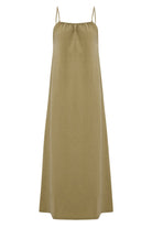The Handloom-Bliss Flow Maxi Dress Khaki Green-Elbise-7-Milagron.com