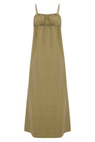 The Handloom-Bliss Flow Maxi Dress Khaki Green-Elbise-8-Milagron.com