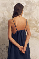 The Handloom-Bliss Flow Maxi Dress Navy-Elbise-4-Milagron.com