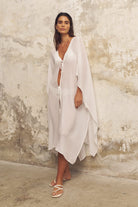 The Handloom-Bodrum Ties Kaftan White-Kaftan-2-Milagron.com