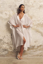 The Handloom-Bodrum Ties Kaftan White-Kaftan-3-Milagron.com