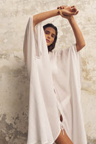 The Handloom-Bodrum Ties Kaftan White-Kaftan-5-Milagron.com