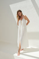 Breeze Beach Dress - White Stripes