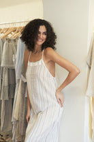 The Handloom-Canggu Maxi Dress Natural With Stripes-Elbise-5-Milagron.com