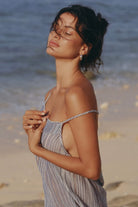 The Handloom-Canggu Maxi Dress Navy With Stripes-Elbise-2-Milagron.com