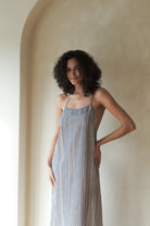 The Handloom-Canggu Maxi Dress Navy With Stripes-Elbise-4-Milagron.com