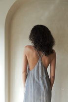 The Handloom-Canggu Maxi Dress Navy With Stripes-Elbise-5-Milagron.com