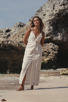 The Handloom-Celia Striped Dress Natural-Elbise-1-Milagron.com