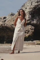 The Handloom-Celia Striped Dress Natural-Elbise-3-Milagron.com