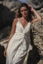 The Handloom-Celia Striped Dress Natural-Elbise-4-Milagron.com