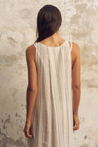 The Handloom-Day Break Dress Natural With Stripes-Elbise-6-Milagron.com