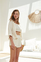 The Handloom-Echo Boy Short Natural With Gold Stripes-Şort-11-Milagron.com