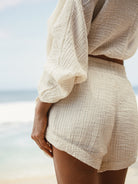 The Handloom-Echo Boy Short Natural With Gold Stripes-Şort-6-Milagron.com