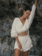 The Handloom-Echo Boy Short Natural With Gold Stripes-Şort-8-Milagron.com