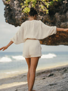 The Handloom-Echo Boy Short Natural With Gold Stripes-Şort-9-Milagron.com